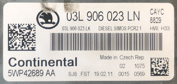 Skoda Fabia 1.6TDi, 03L906023LN, 03L 906 023 LN, 03L906023LK, 03L 906 023 LK, 5WP42689AA, 5WP42689 AA, DIESEL SIMOS PCR2.1