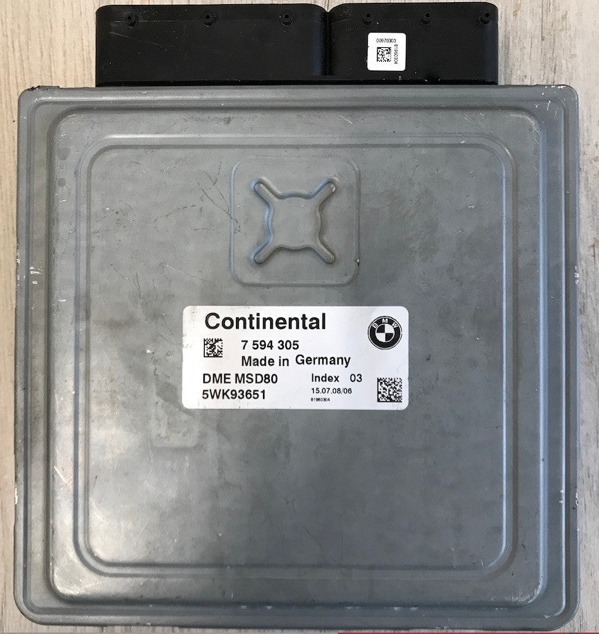 Continental Engine ECU, BMW, 7594305, 7 594 305, DME MSD80, 5WK93651, INDEX 03