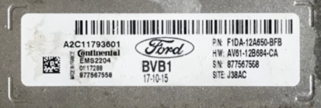 Continental Engine ECU, Ford, A2C11793601, F1DA12A650BFB, F1DA-12A650-BFB, AV6112B684CA, AV61-12B684-CA, BVB1, EMS2204