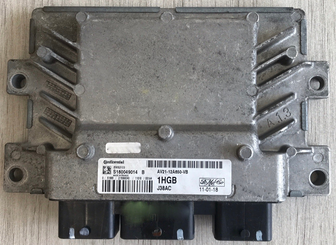 Continental Engine ECU, Ford Fiesta 1.6L, S180049014B, S180049014 B, AV21-12A650-VB, AV2112A650VB, 1HGB, EMS2103