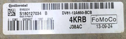 Continental Engine ECU, Ford Focus 1.6, S180127034B, S180127034 B, DV6112A650BCB, DV61-12A650-BCB, 4KRB, EMS2204, J38AC