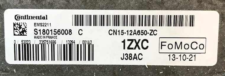 Continental Engine ECU, Ford, J38AC, S180156008C, S180156008 C, CN1512A650ZC, CN15-12A650-ZC, 1ZXC