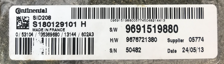 S180129101 H, S180129101H, SW 9691519880, SW9691519880, HW 9676721380, HW9676721380, SID208