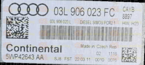 Plug & Play Continental Engine ECU, 03L906023FC, 03L 906 023 FC, 5WP42643AA, 5WP42643 AA, DIESEL SIMOS PCR 2.1