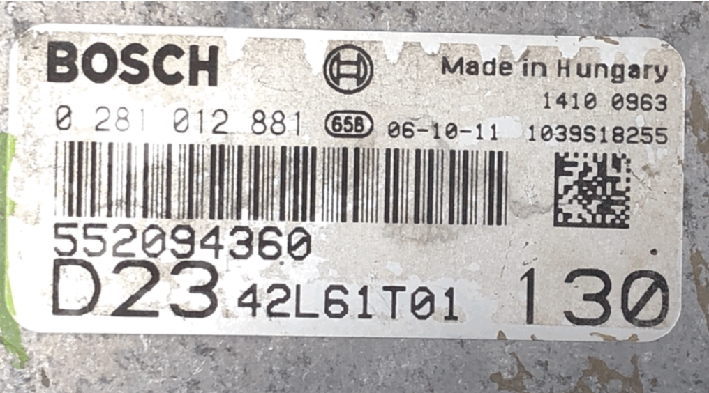 FIAT DUCATO 2.3L, 0281012881, 0 281 012 881, 552094360, 1039S18255