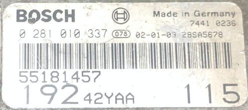 Fiat Stilo 1.9 JTD, 0281010337, 0 281 010 337, 55181457