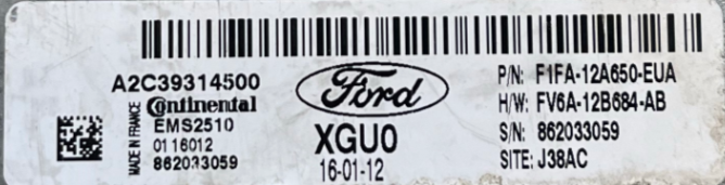 Ford, A2C39314500, F1FA12A650EUA, F1FA-12A650-EUA, FV6A12B684AB, FV6A-12B684-AB, XGU0, EMS2510