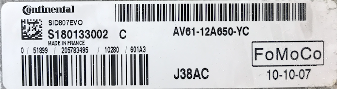 Ford C-Max , SID807EVO, S180133002C, AV61-12A650-YC, J38AC
