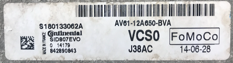Ford C-Max, SID807EVO, S180133062 A, AV61-12A650-BVA, VCS0, J38AC
