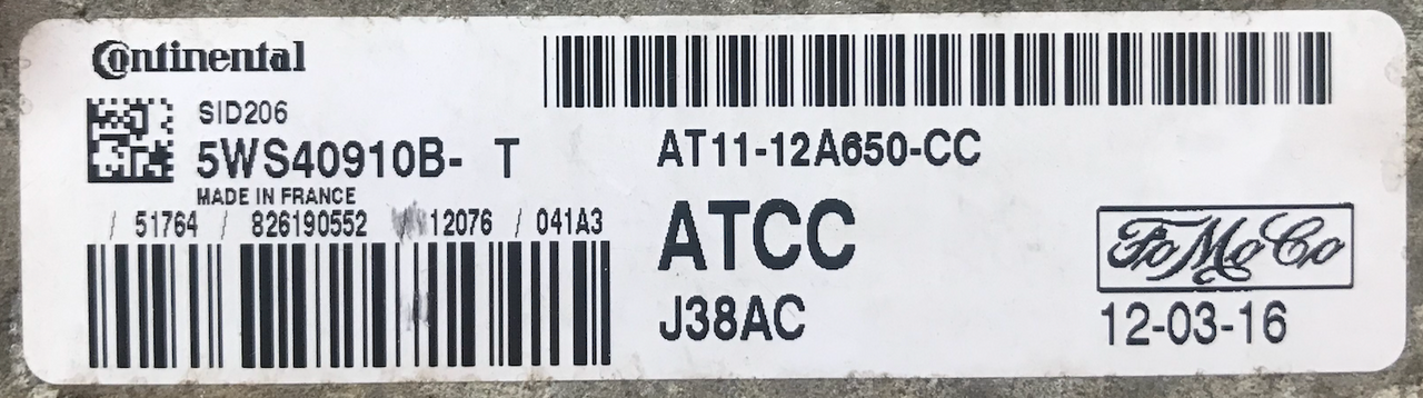 Ford Transit Connect, SID 206, 5WS40910BT, 5WS40910B-T, AT1112A650CC, AT11-12A650-CC, ATCC