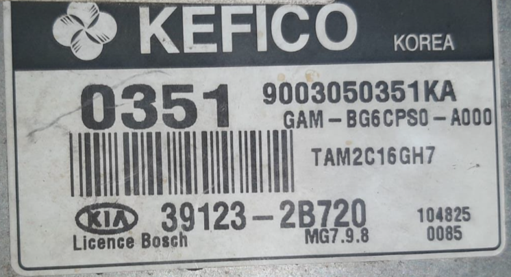 Hyundai, 9003050351KA, GAMBG6CPS0A000, GAM-BG6CPS0-A000, 391232B720, 39123-2B720, MG7.9.8