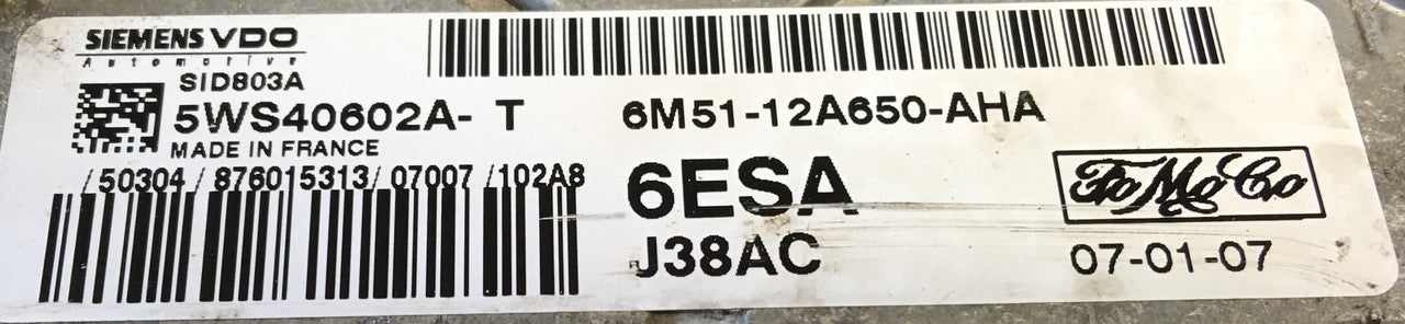 FoMoCo, 5WS40602A-T, SID803A, 6M51-12A650-AHA, 6ESA, J38AC