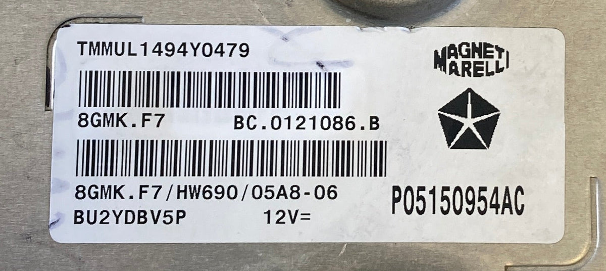 Plug & Play Magneti Marelli Engine ECU, Fiat, P05150954AC, BC0121086B, BC.0121086.B, 8GMKF7, 8GMK.F7, HW690