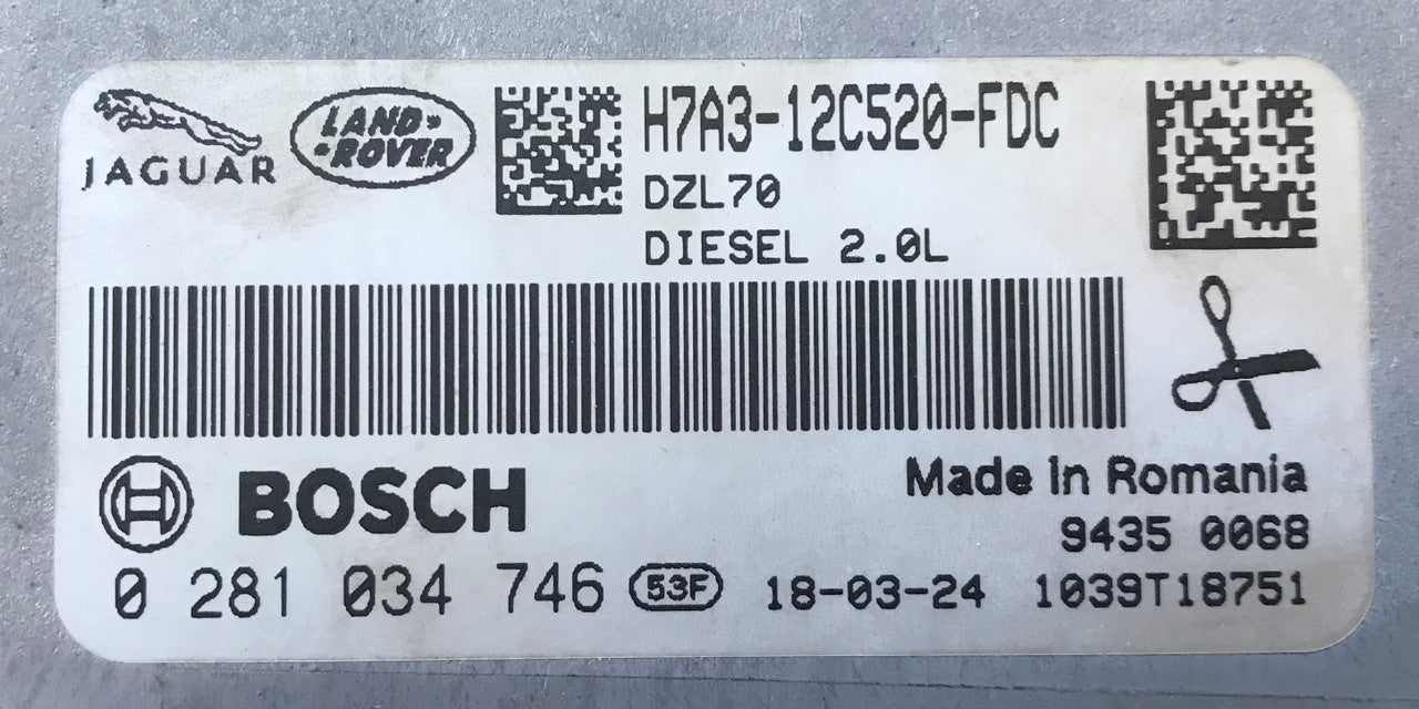 Jaguar F Pace, 0281034746, 0 281 034 746, H7A312C520FDC, H7A3-12C520-FDC
