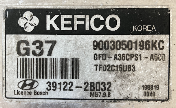 Hyundai, 9003050196KC, 391222B032, 39122-2B032, G37, MG7.9.8