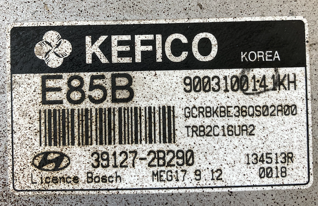 Kefico Engine ECU, Kia/Hyundai, 9003100141KH, 39127-2B290, E85B, MEG 17.9.12