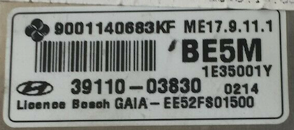 3911003830, 39110-03830, 9001140683KF, BE5M, ME17.9.11.1