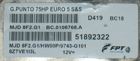 MJD8F2G1, MJD 8F2.G1, BC0106768A, BC.0106768.A, 51892322, HW00P