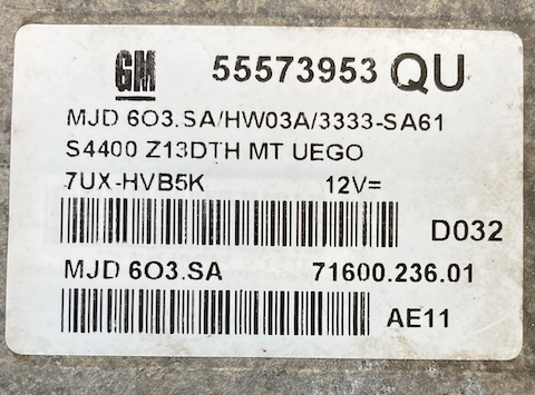 Vauxhall, Opel Engine ECU, 55573953, MJD 603.SA, MJD603.SA, 7160023601, 71600.236.01, QU