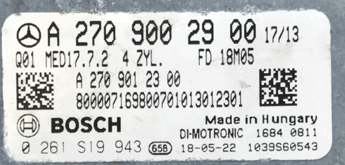 Mercedes-Benz, 0261S19943, 0 261 S19 943, A2709002900, A 270 900 29 00, A2709012300, A 270 901 23 00