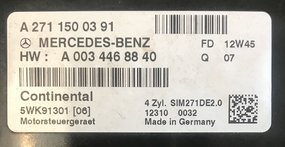 A2711500391, A 271 150 03 91, A0034468840, A 003 446 88 40, 5WK9130106, 5WK91301 06, SIM 271DE2.0
