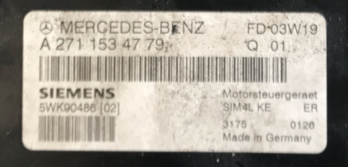 Mercedes Siemens Engine ECU, A2711534779, 5WK90486, SIM4L KE