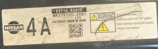 Nissan Navara Engine ECU DENSO, MB275800-3591, 23710 5X31C, 4A