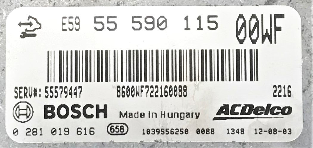 Opel, Vauxhall, 0281019616, 0 281 019 616, 55590115, 00WF