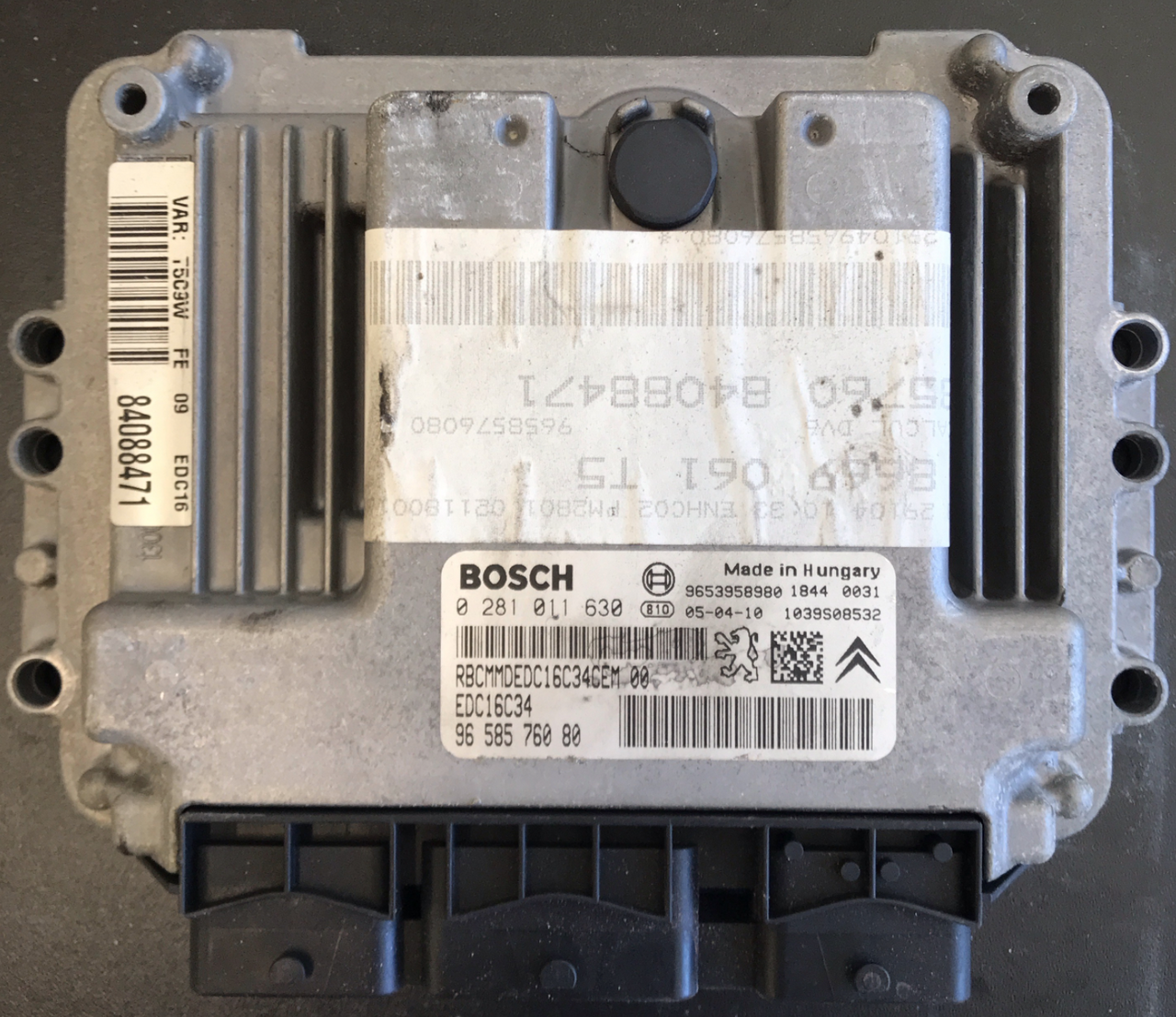 Peugeot 307 1.6HDi, 0281011630, 0 281 011 630, 9658576080, 96 585 760 80, EDC16C34, 1039S08532