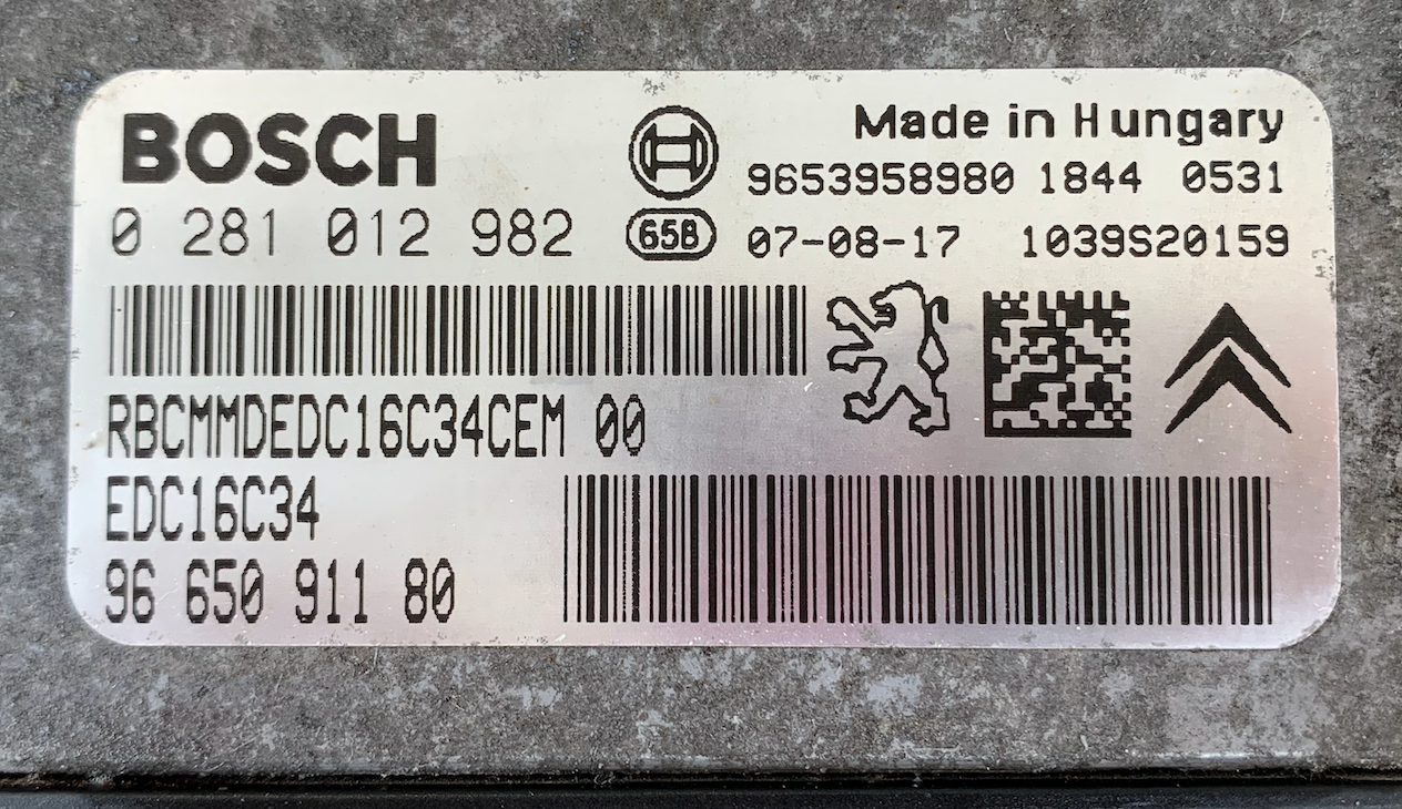 Peugeot Expert HDI, 0281012982, 0 281 012 982, 9665091180, 96 650 911 80, EDC16C34