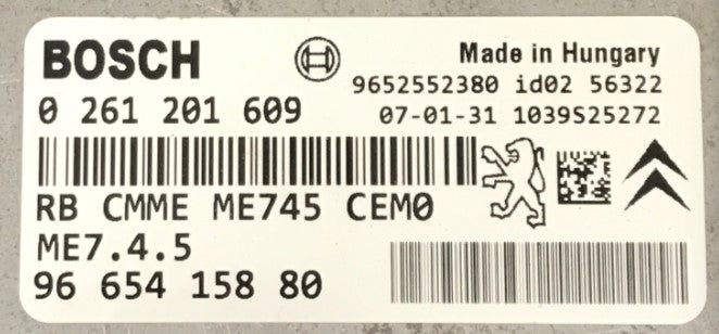 Plug & Play Bosch Engine ECU, 0 261 201 609, 0261201609, 9665415880, 96 654 158 80, ME7.4.5