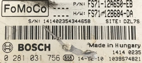 Plug & Play Bosch Engine ECU, 0281031756, 0 281 031 756, FS7112A650EB, FS71-12A650-EB, FS7112B684DA, FS71-12B684-DA