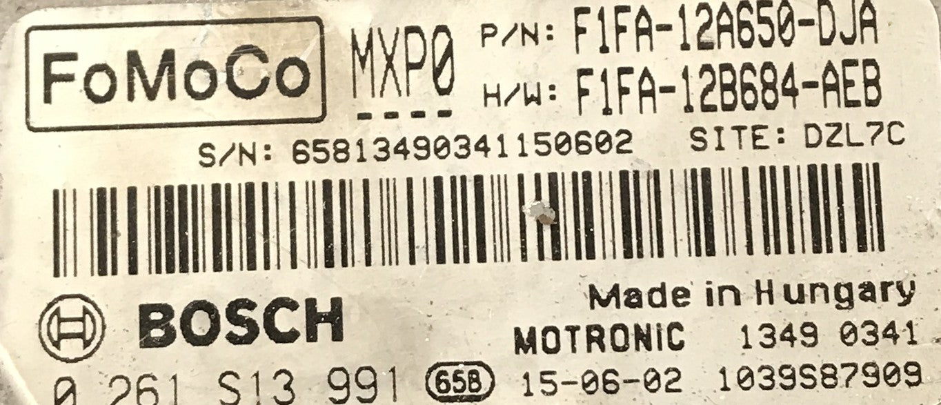 Plug & Play Bosch Engine ECU, Ford, 0261S13991, 0 261 S13 991, F1FA12A650DJA, F1FA-12A650-DJA, F1FA12B684AEB, F1FA-12B684-AEB, MXP0
