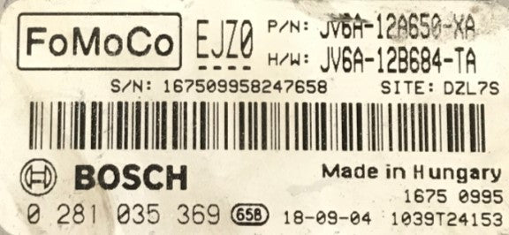 Plug & Play Bosch Engine ECU, Ford, 0281035369, 0 281 035 369, JV6A12A650XA, JV6A-12A650-XA, JV6A12B684TA, JV6A-12B684-TA, EJZ0