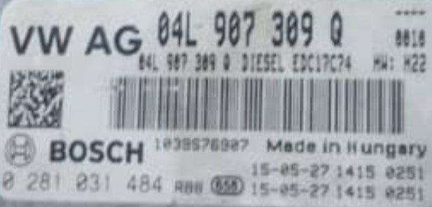 Plug & Play Bosch Engine ECU, VW, 0281031484, 0 281 031 484, 04L 907 309 Q, 04L907309Q
