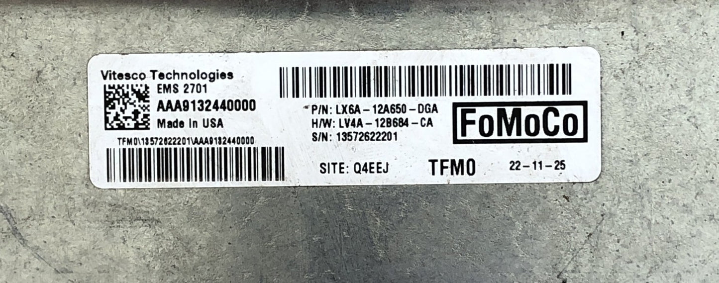 Plug & Play Continental Engine ECU, Ford, AAA132440000, LX6A-12A650-DGA, LX6A12A650DGA, LV4A-12B684-CA, LV4A12B684CA, 13572622201, EMS 2701
