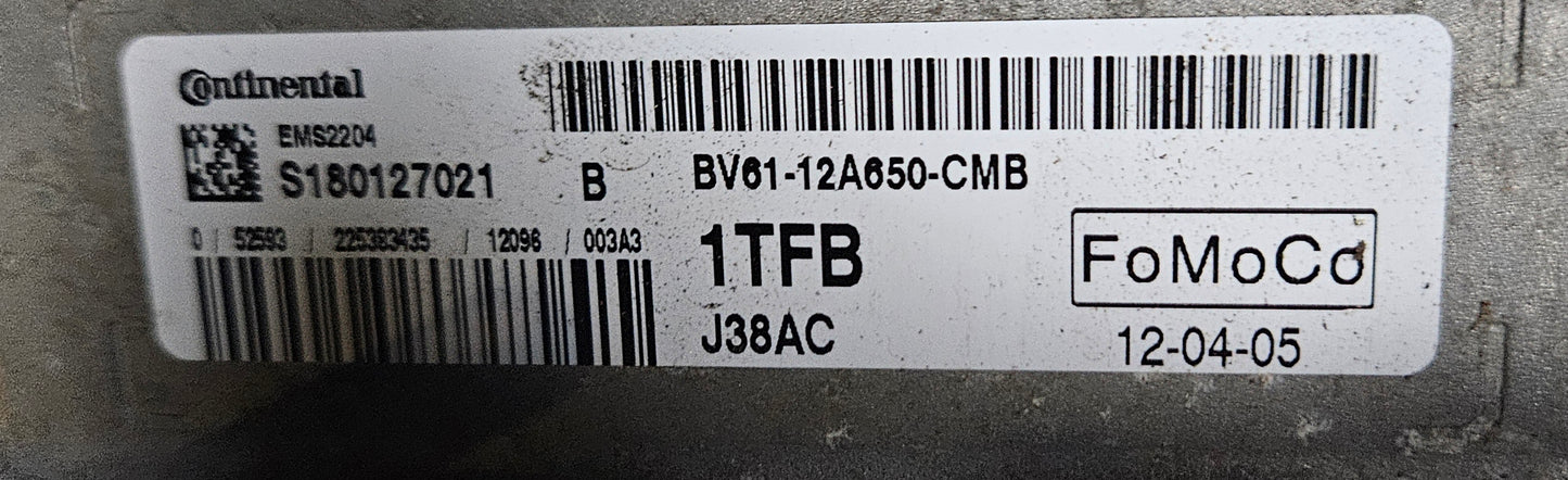 Plug & Play Continental Engine ECU, Ford, S180127021B, S180127021 B, BV6112A650CMB, BV61-12A650-CMB, 1TFB, EMS2204