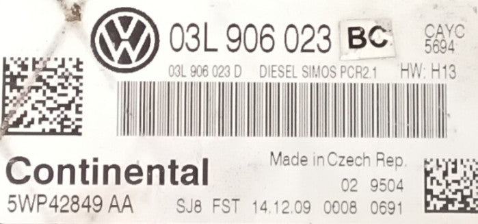 Plug & Play Continental Engine ECU, VW, 03L906023BC, 03L 906 023 BC, 03L906023D, 03L 906 023D, 5WP42849AA, 5WP42849 AA, DIESEL SIMOS PCR 2.1
