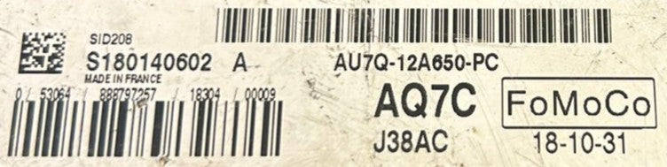 Plug & Play Engine ECU, Ford, S180140602 A, S180140602A, AU7Q-12A650-PC, AU7Q12A650PC, SID208, FOMOCO