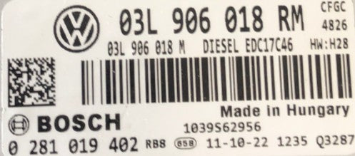 Unidad de control del motor Plug & Play, VW Alhambra 2.0 TDI, 0281019402, 0 281 019 402, 03L906018RM, 03L 906 018 RM, EDC17C46