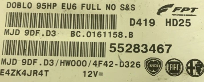 Plug & Play FPT Engine ECU, Fiat, MJD 9DF.D3, BC0161158B, BC.0161158.B, 55283467