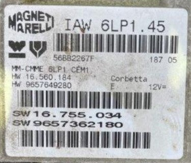 Plug & Play Magneti Marelli Engine ECU, Citroen, Peugeot, IAW 6LP1.45, HW 16.560.184, HW 9657649280, SW 16.755.034, SW 9657362180
