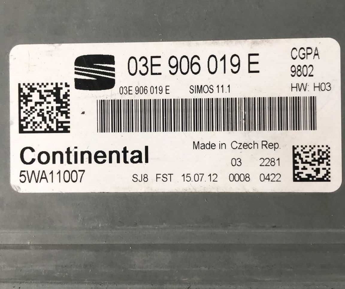 Plug & Play Volkswagen Polo 1.2 Engine ECU, 03E906019E, 03E 906 019 E, 5WA11007, SIMOS 11.1