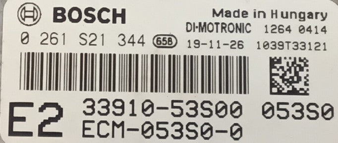 Plug & Play Bosch Engine ECU, 0261S21344, 0 261 S21 344, 3391053S00, 33910-53S00, MED 17.9.66