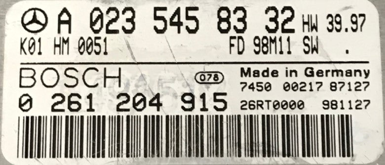 Plug & Play Bosch Engine ECU, Mercedes, 0261204915, 0 261 204 915, A0235458332, A 023 545 83 32