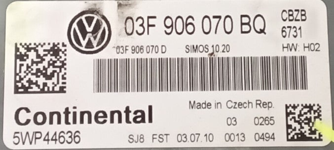 Plug & Play Continental Engine ECU, 03F906070BQ, 03F 906 070 BQ, 03F906070D, 03F 906 070 D, 5WP44636, SIMOS 10.20