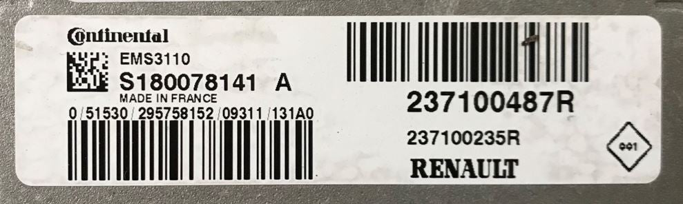 Renault, S180078141A, S180078141 A, 237100487R, 237100235R, EMS3110