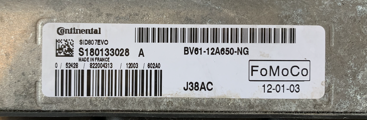 Ford Focus 1.6TDCi, SID807EVO, J38AC, S180133028 A, BV61-12A650-NG, BV6112A650NG