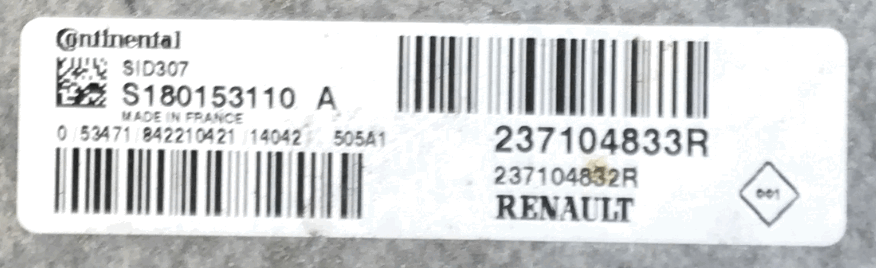 SID 307, S180153110 A, S180153110A, 237104833R, 237104832R