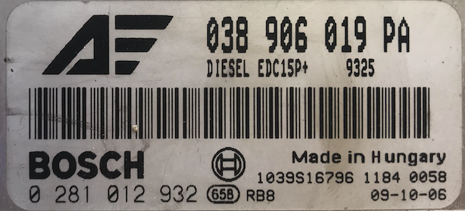 SEAT Alhambra / VOLKSWAGEN Sharan 1.9 TDI, 0281012932, 0 281 012 932, 038906019PA, 038 906 019 PA, EDC15P+ , 1039S16796